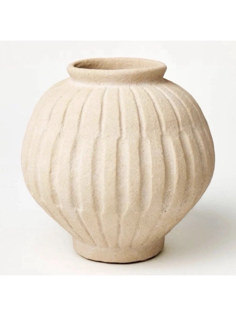 Studio McGee Threshold Cream Terracotta Tall Carved  Scalloped Fluted Vase NEW!
